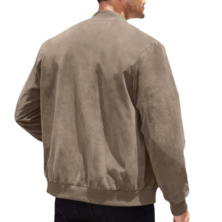 Herren elegante Bomberjacke mit hohem Kragen und strukturiertem Stoff Echoarchiv