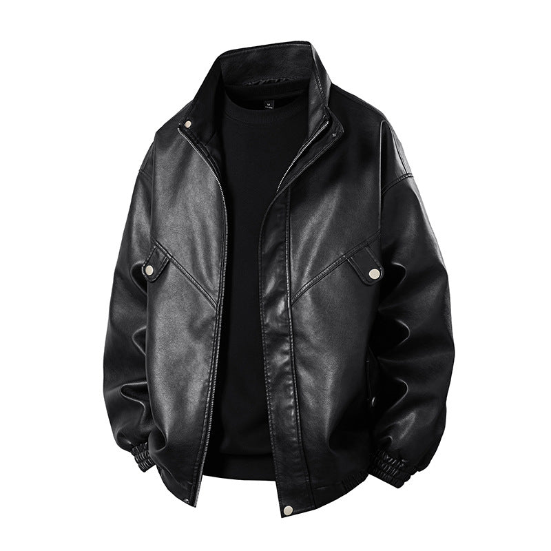 Herren Kunstlederjacke im lässigen Look mit praktischen Pattentaschen Echoarchiv