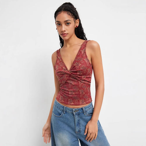 Damen Dekoratives Floral Top mit Raffungen Echo Archiv