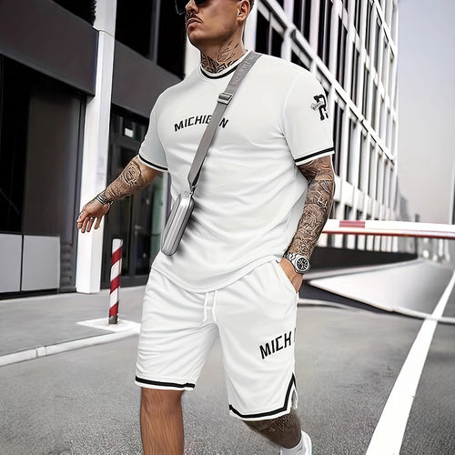 Herren sportliches T-Shirt und Shorts Set Echoarchiv
