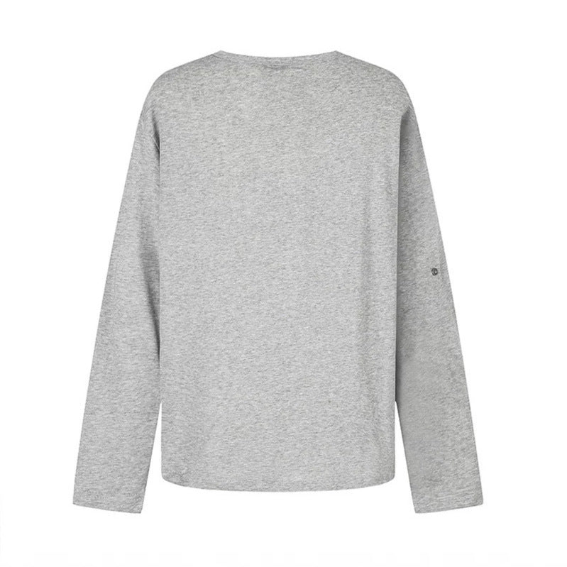 Damen Langarmshirt mit Notch-Ausschnitt und Vintage-Print Echoarchiv