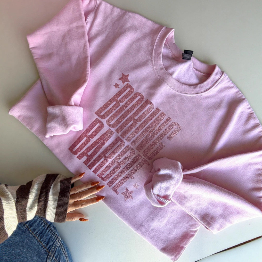 Damen nan glitzerndes Rundhals-Sweatshirt mit Statement-Print und angerauter Innenseite Echo Archiv