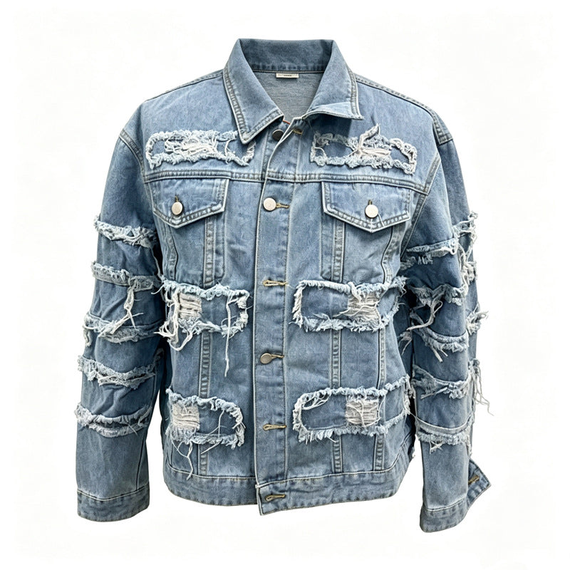 Herren Lässige Destroyed Jeansjacke Echoarchiv