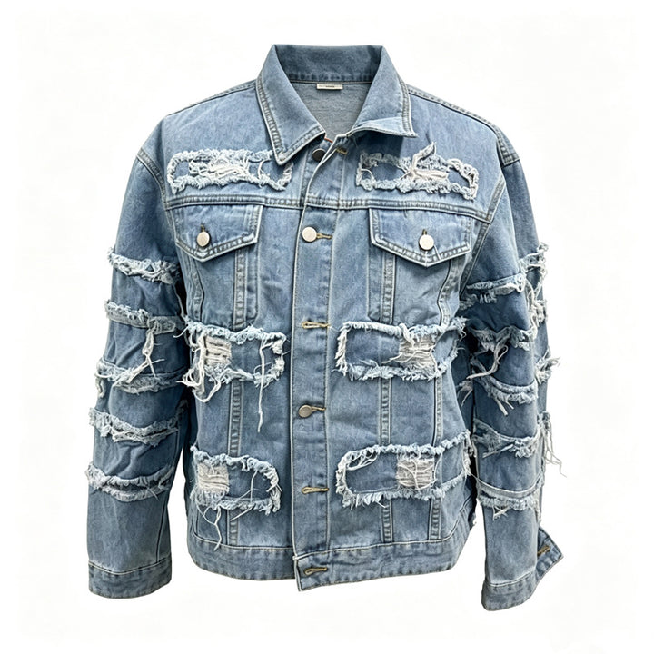 Herren Lässige Destroyed Jeansjacke Echoarchiv