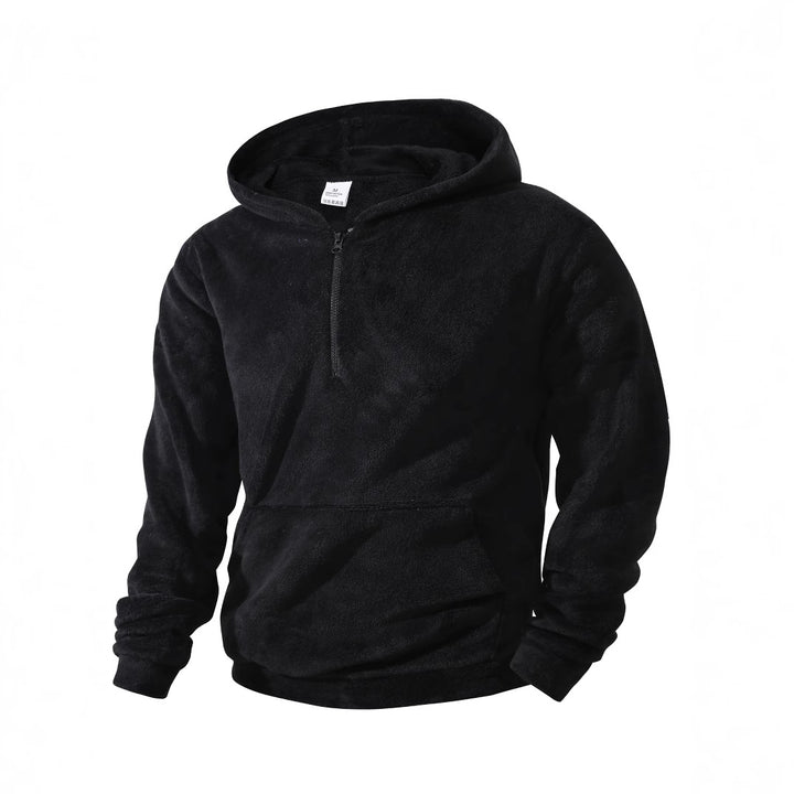 Herren kuscheliger Microfleece-Hoodie mit Halbzip, Kapuze und Kängurutasche – Cavarno