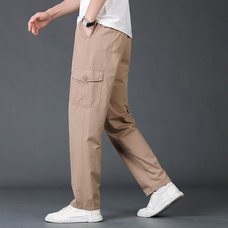 Herren Weite Cargo-Hose mit elastischem Bund, aufgesetzten Klappentaschen & geradem Bein Echo Archiv