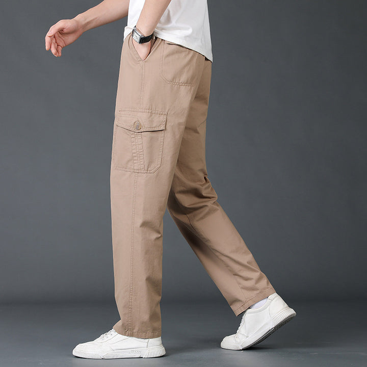 Herren Weite Cargo-Hose mit elastischem Bund, aufgesetzten Klappentaschen & geradem Bein Echo Archiv