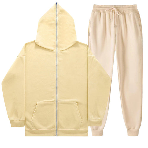 Unisex leichter French-Terry Zip-Hoodie und tapered Jogginghose Set mit Raglanärmeln, Kängurutasche und elastischem Komfortbund – Auréline