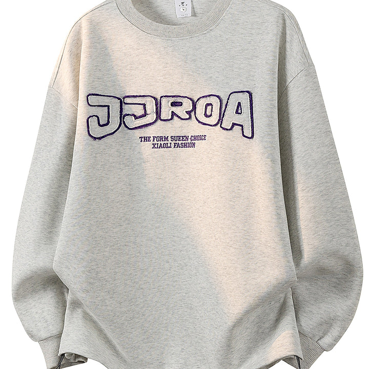 Damen Oversize-Sweatshirt mit gesticktem Schriftzug, abgerundetem Saum & überschnittener Schulter Echoarchiv