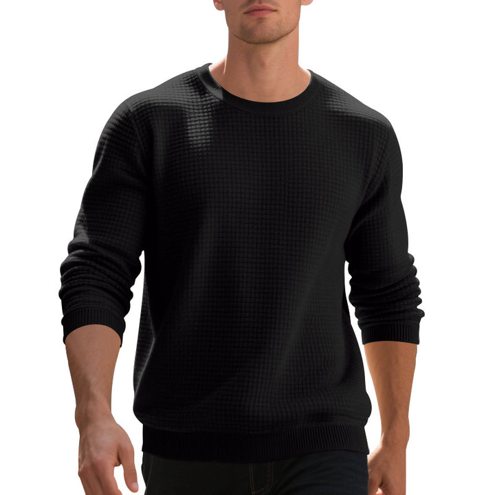 Herren strukturiertes Rundhals-Sweater aus weichem Baumwollmix Echoarchiv