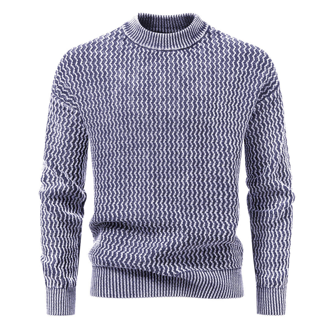 Herren Strukturierter Feinstrick-Pullover mit Stehkragen und Zickzackmuster Echo Archiv