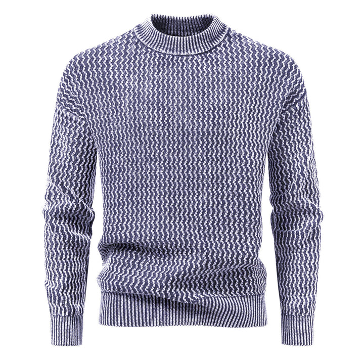 Herren Strukturierter Feinstrick-Pullover mit Stehkragen und Zickzackmuster Echo Archiv