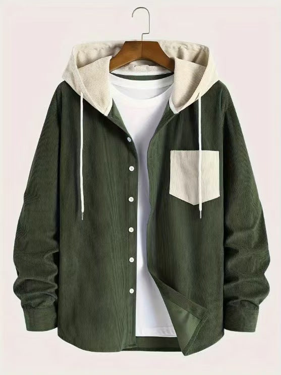 Herren Hemdjacke mit Kapuze und strukturiertem Design Echoarchiv