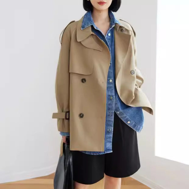 Damen Modische Trenchjacke mit doppeltem Knopfverschluss Echoarchiv
