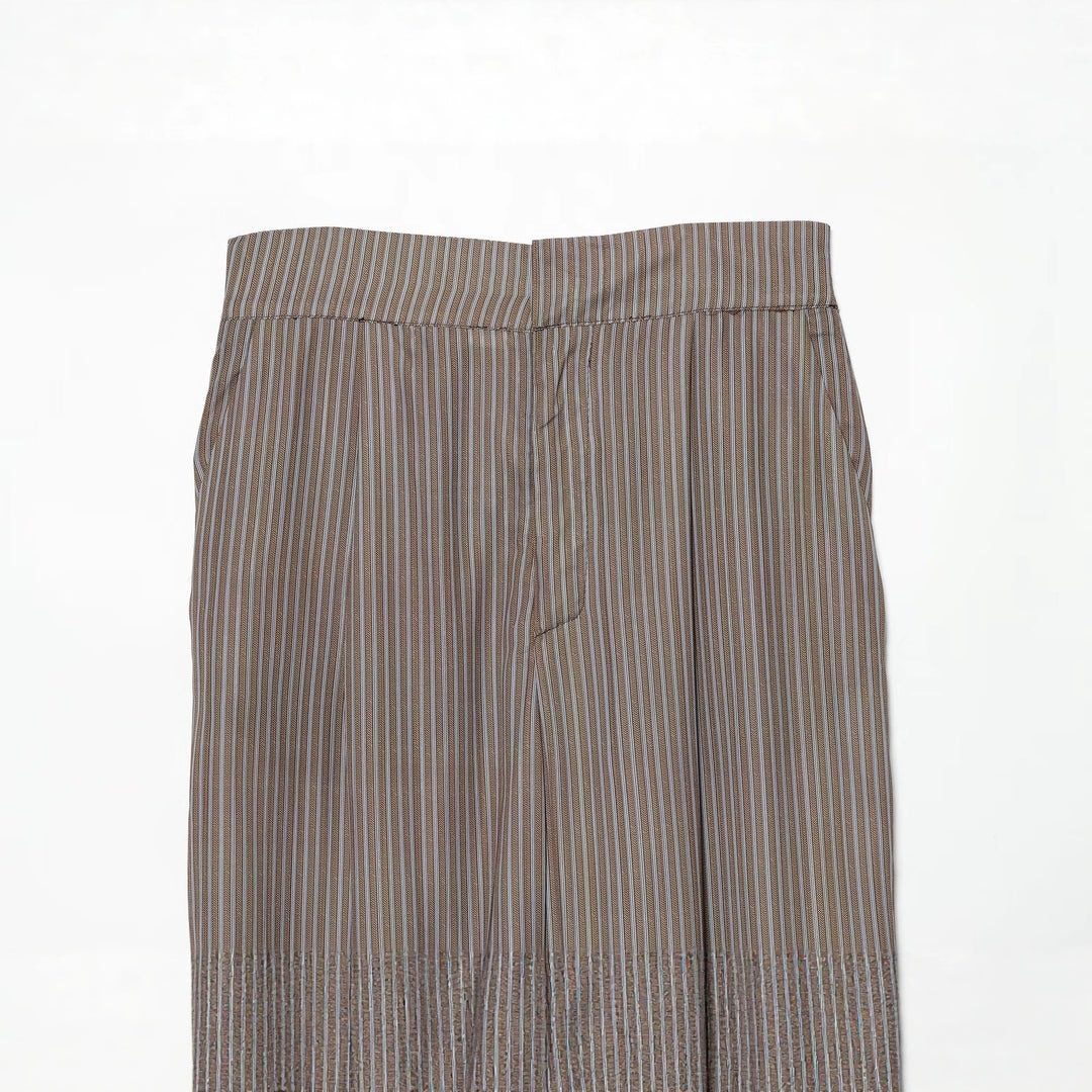 Damen Gestreifte Relaxed-Hose mit elastischem Taillenbund und bindbaren Knöchel-Schleifen Echo Archiv