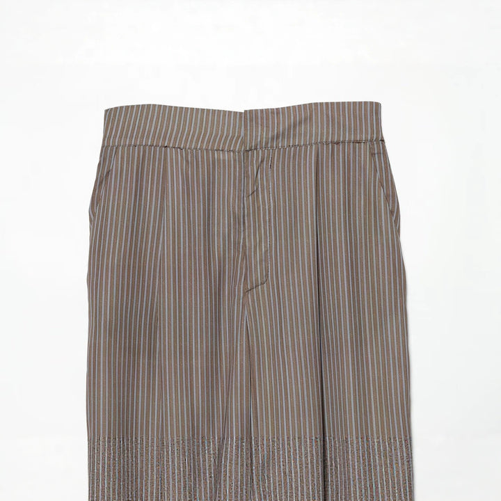 Damen Gestreifte Relaxed-Hose mit elastischem Taillenbund und bindbaren Knöchel-Schleifen Echo Archiv