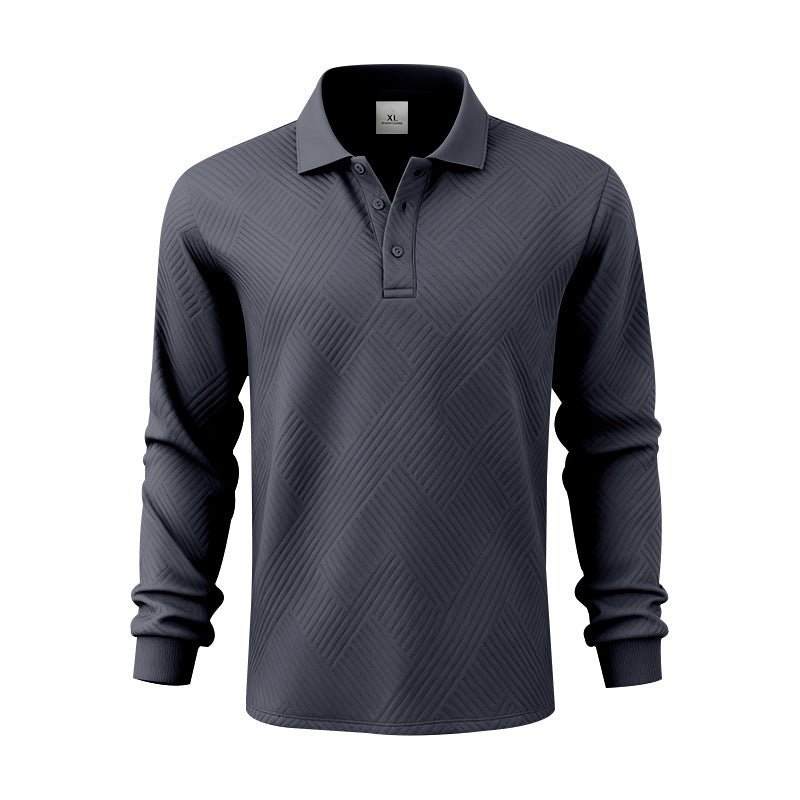 Herren elegantes Langarm-Polohemd mit strukturiertem Design Echoarchiv