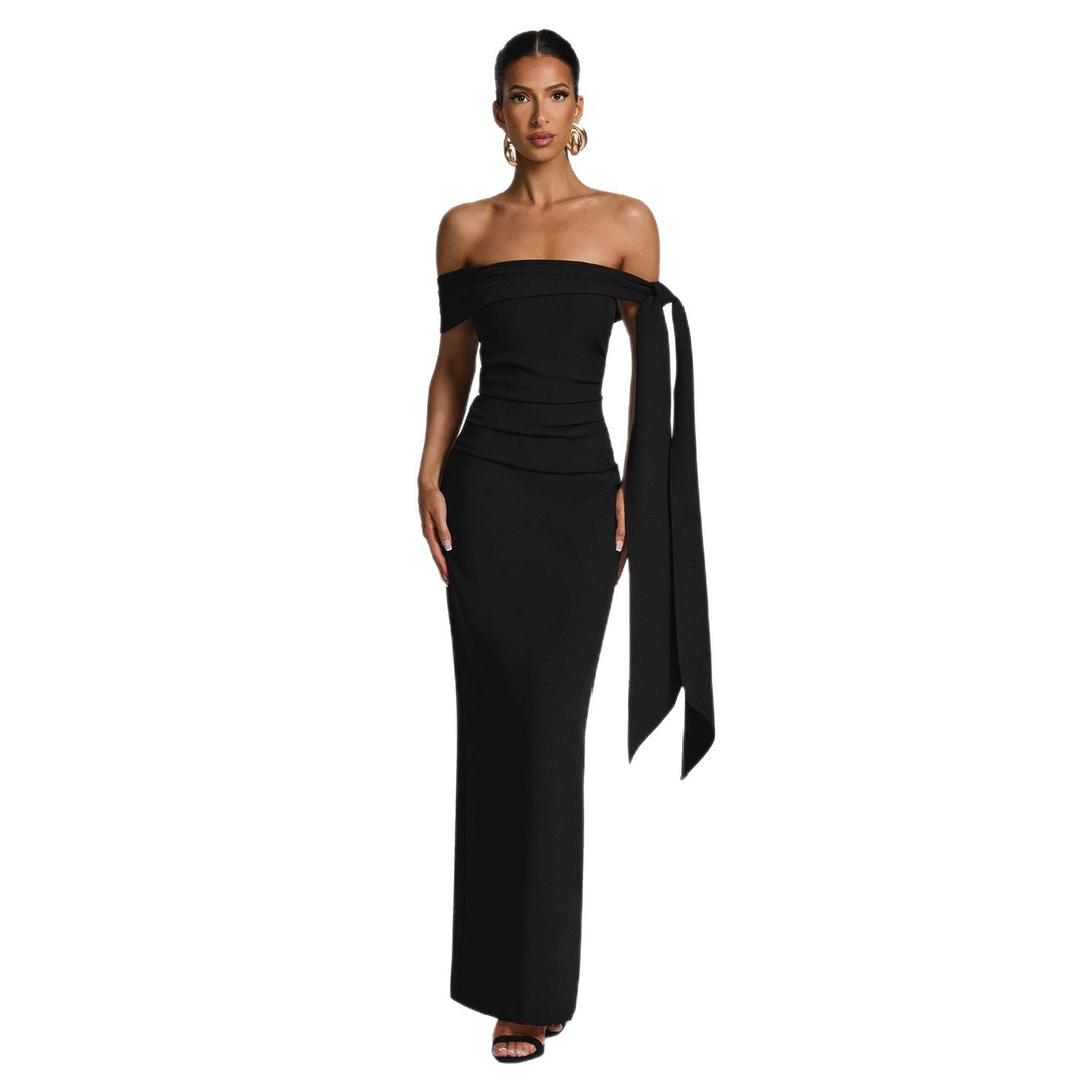 Damen Off-Shoulder Maxikleid mit eleganter Schleifenverzierung Echo Archiv