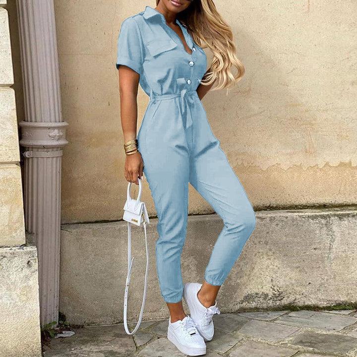 Damen eleganter Jumpsuit mit tailliertem Schnitt und praktischen Taschen Echo Archiv