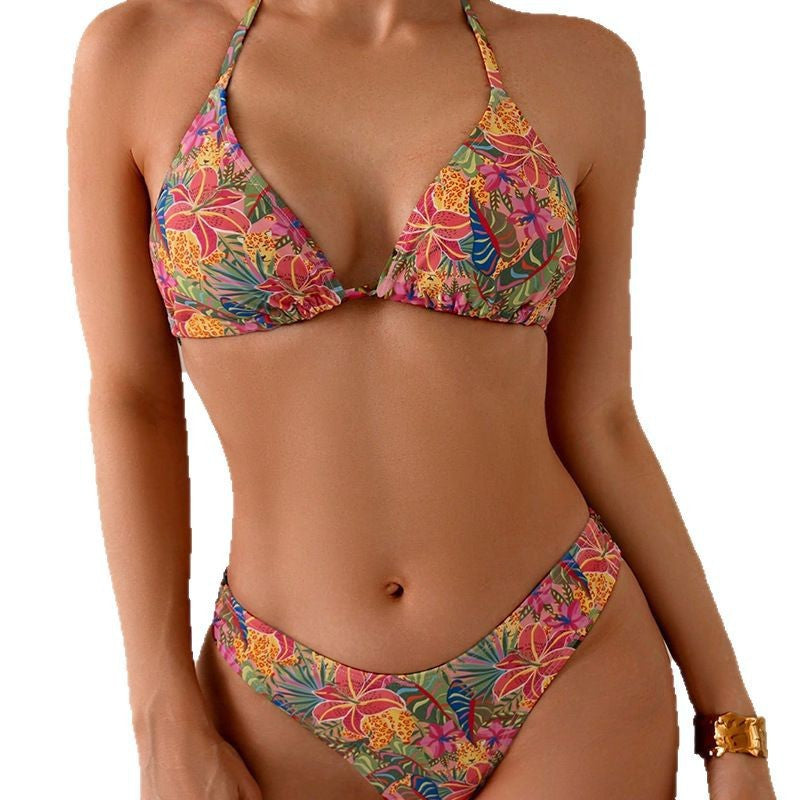 Damen Triangel-Bikini mit floralem Druck und verstellbaren Trägern Echo Archiv