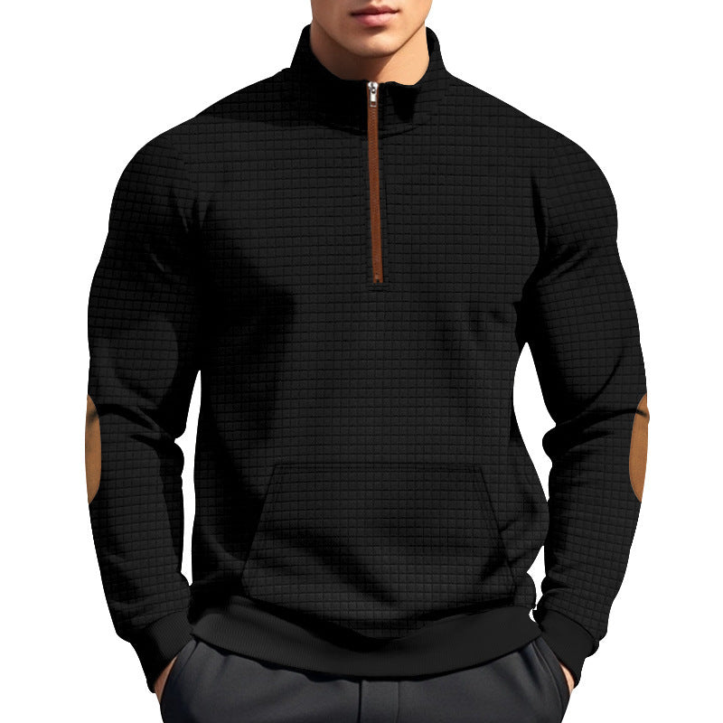 Herren sportlicher Pullover mit halbem Reißverschluss und strukturierter Oberfläche Echoarchiv