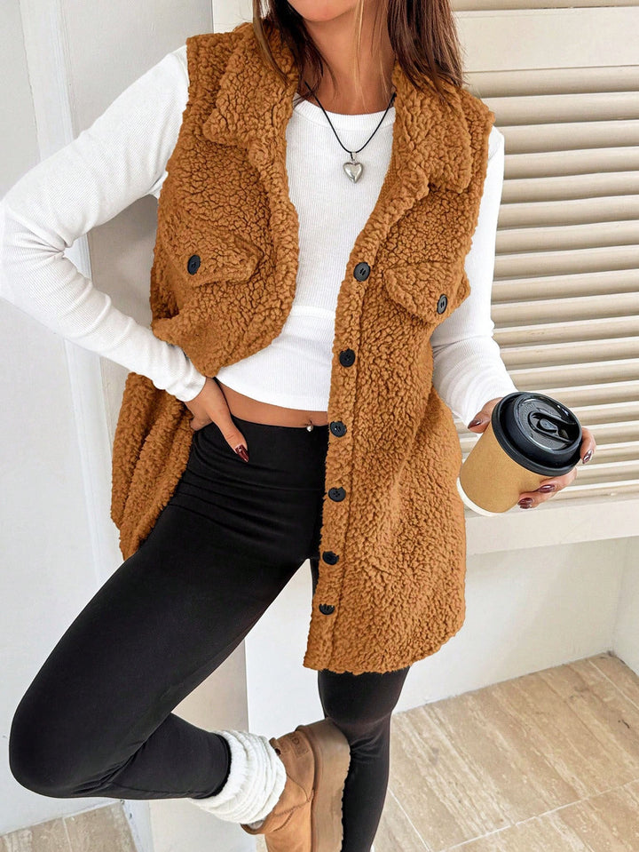 Damen Teddy-Weste mit Taschen Echoarchiv
