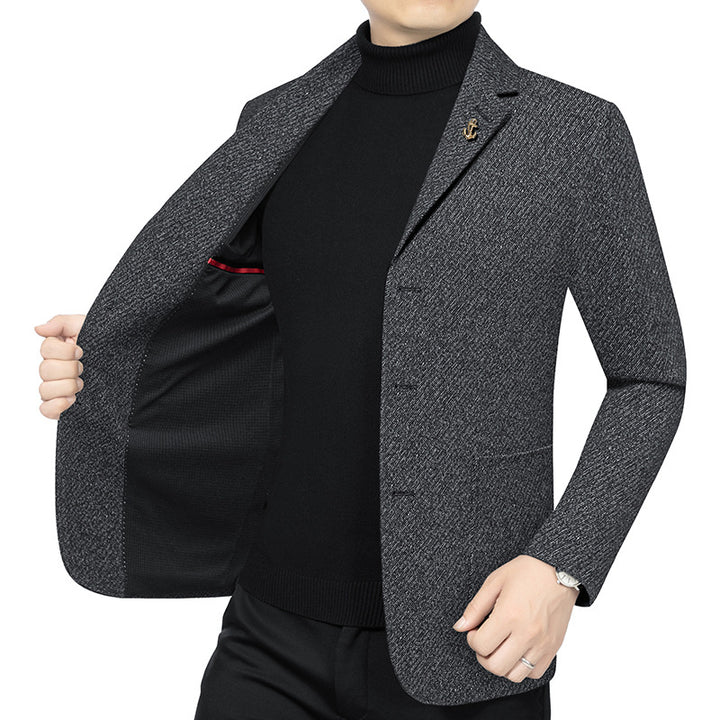 Herren Modernes Einreihiges City-Blazer mit aufgesetzten Taschen und leichter Halbfütterung – Tianoro