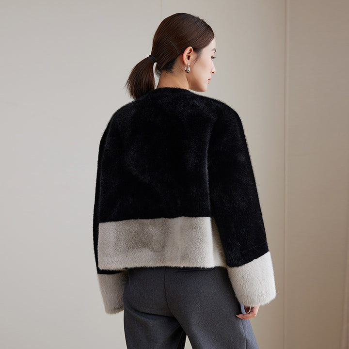 Damen Flauschige Kurzjacke Echo Archiv