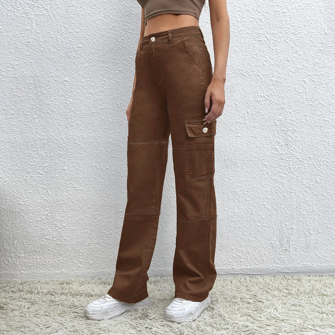 Damen Hochtaillierte Utility-Cargo-Hose im Wide‑Leg aus robustem Denim Echo Archiv