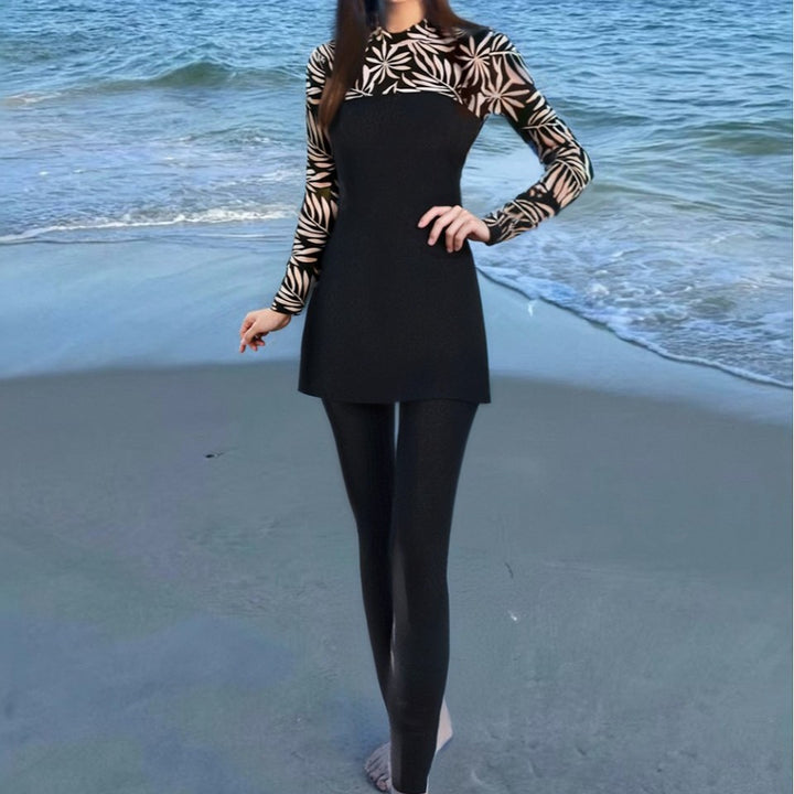 Damen Eleganter Langarm-Surfsuit mit modischen Akzenten Echo Archiv