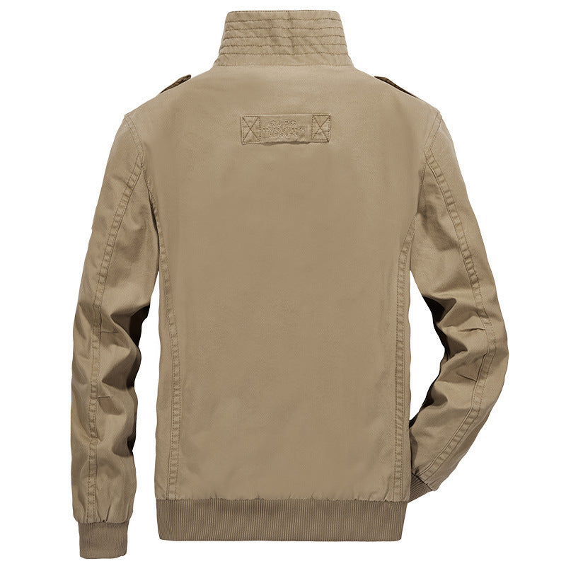 Herren Canvas-Fieldblouson im Military-Stil mit Stehkragen und Epauletten – Taviero
