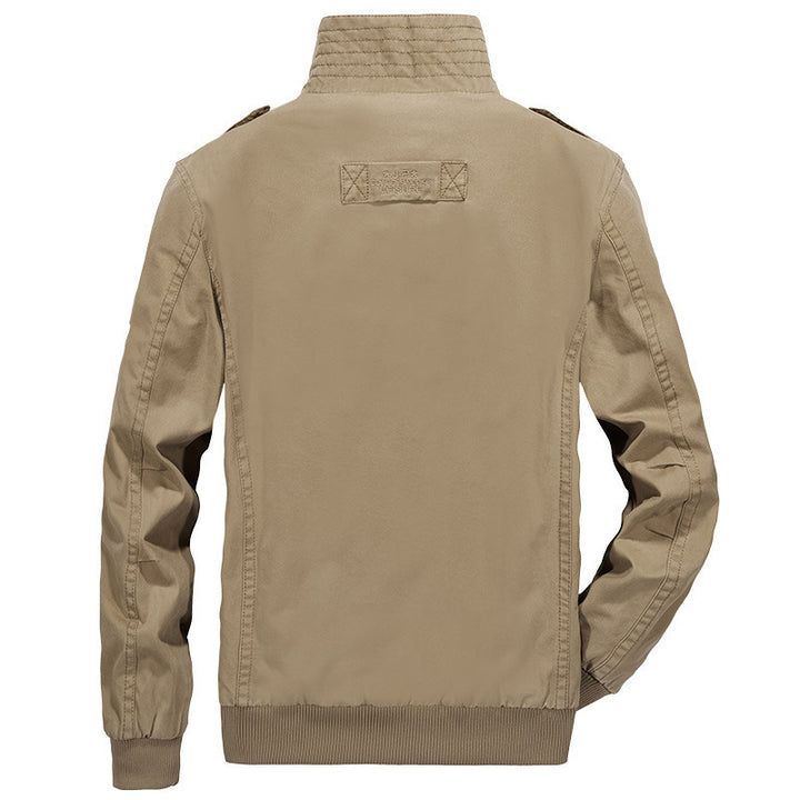 Herren robuste Canvas‑Field‑Bomberjacke mit Stehkragen, Schulterklappen und Mehrfach‑Taschen Echoarchiv