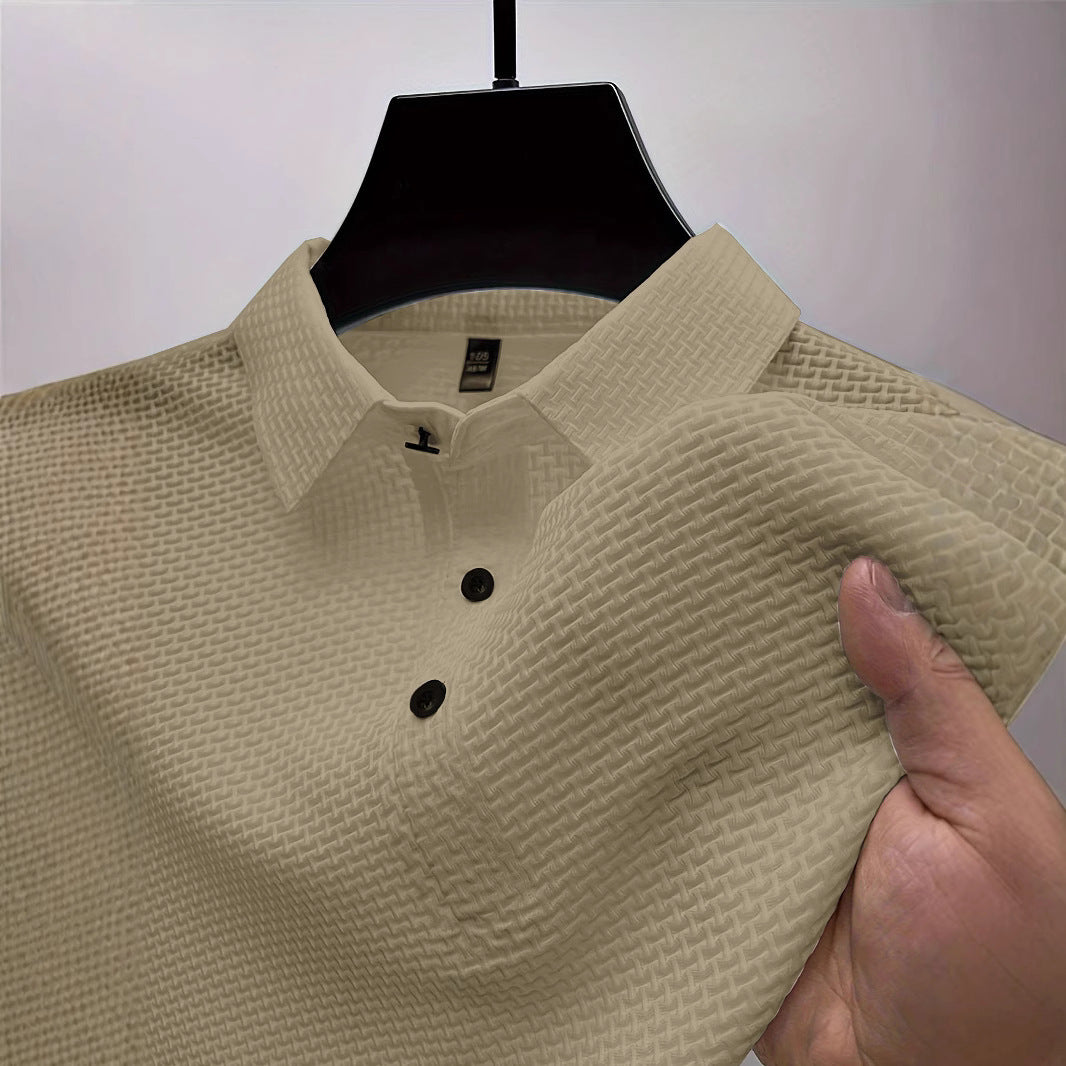 Herren Polohemd mit strukturiertem Design und atmungsaktiver Textur Echoarchiv