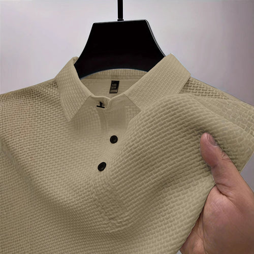 Herren Polohemd mit strukturiertem Design und atmungsaktiver Textur Echoarchiv