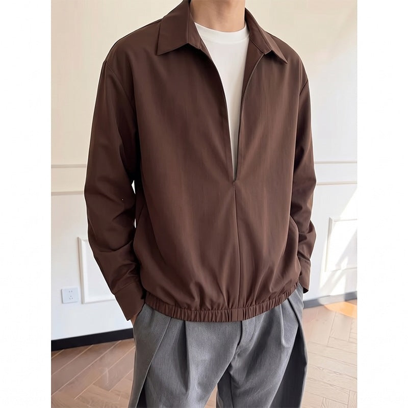 Damen Oversize-Bluse mit tiefem V-Ausschnitt, Hemdkragen und elastischem Saum Echo Archiv