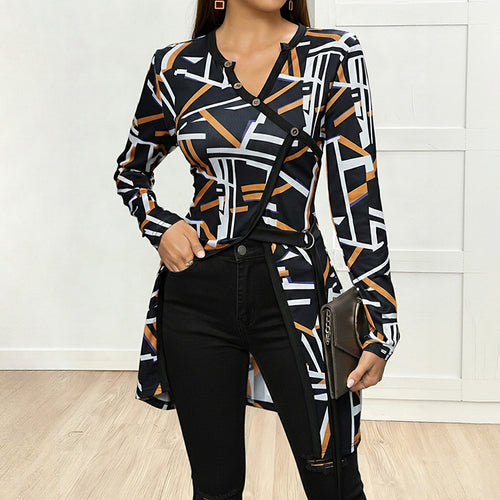 Damen Modischer Oversized Cardigan mit grafischem Muster Echo Archiv