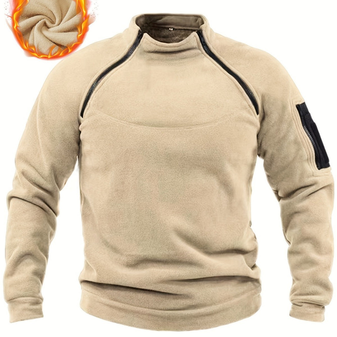 Herren Thermo-Fleecepullover mit Schulterreißverschlüssen, Stehkragen & Ärmel‑Utilitytasche Echo Archiv