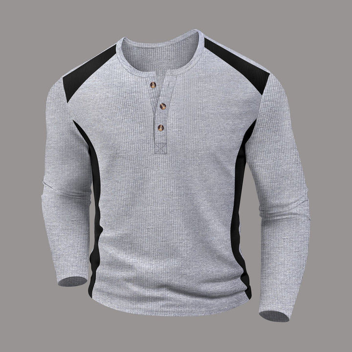 Herren Langarmshirt mit strukturierten Einsätzen und Knopfleiste Echoarchiv