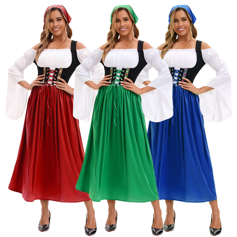 Damen nan Renaissance Dirndl Kostüm mit Schnürmieder und Carmenärmeln Echo Archiv