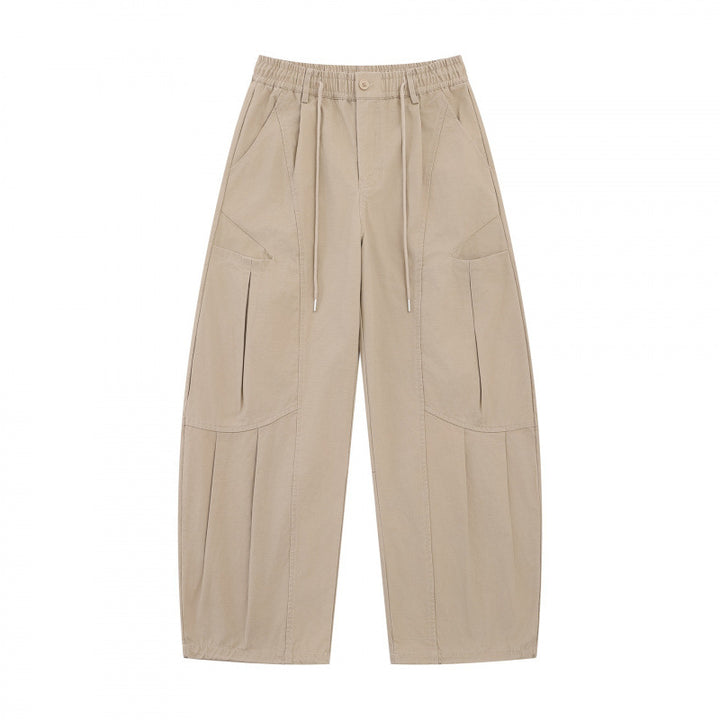 Unisex Weite Utility-Cargo-Hose aus Baumwollmix mit Tunnelzugbund, großen Aufgesetzten Taschen und ballonförmiger Silhouette Echo Archiv