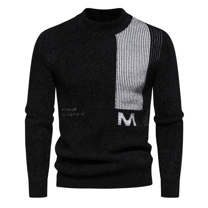 Herren Hochwertiger Strickpullover mit modernem Stehkragen und strukturiertem Design Echoarchiv