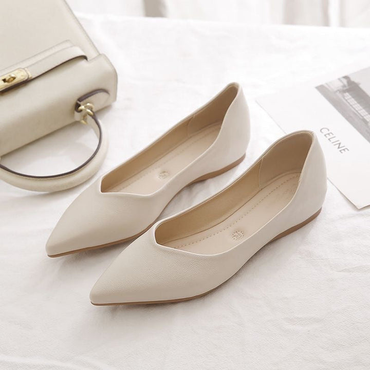 Damen Elegante Ballerinas aus hochwertigem Leder mit modischem V-Ausschnitt Echoarchiv