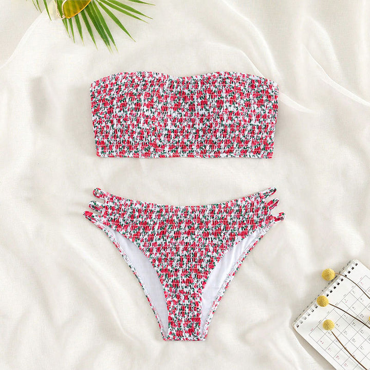 Damen Bandeau-Bikini mit modischem Rüschendesign und hoher Taille Echo Archiv