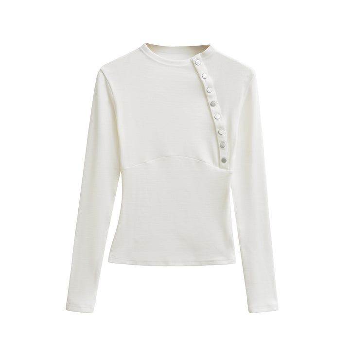 Damen Figurnahes Longsleeve mit asymmetrischer Druckknopfleiste Echoarchiv