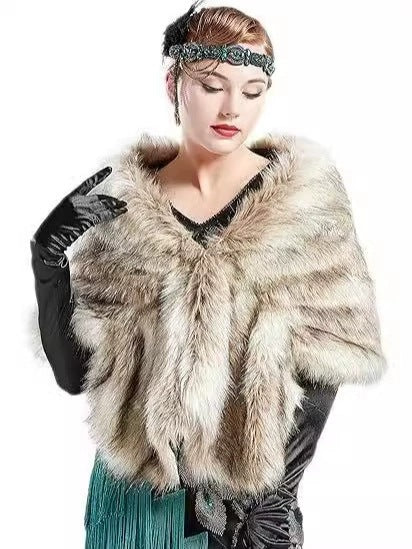 Damen elegante Kunstpelz-Schulterstola im Capelet‑Schnitt Echo Archiv