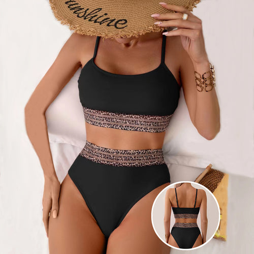 Damen Hochtailliertes Bikini-Set mit modischen Leoparden-Details Echo Archiv