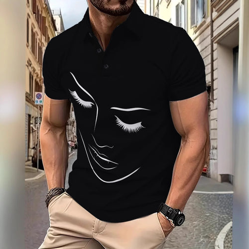 Herren Poloshirt mit kreativem Grafikdruck Echoarchiv
