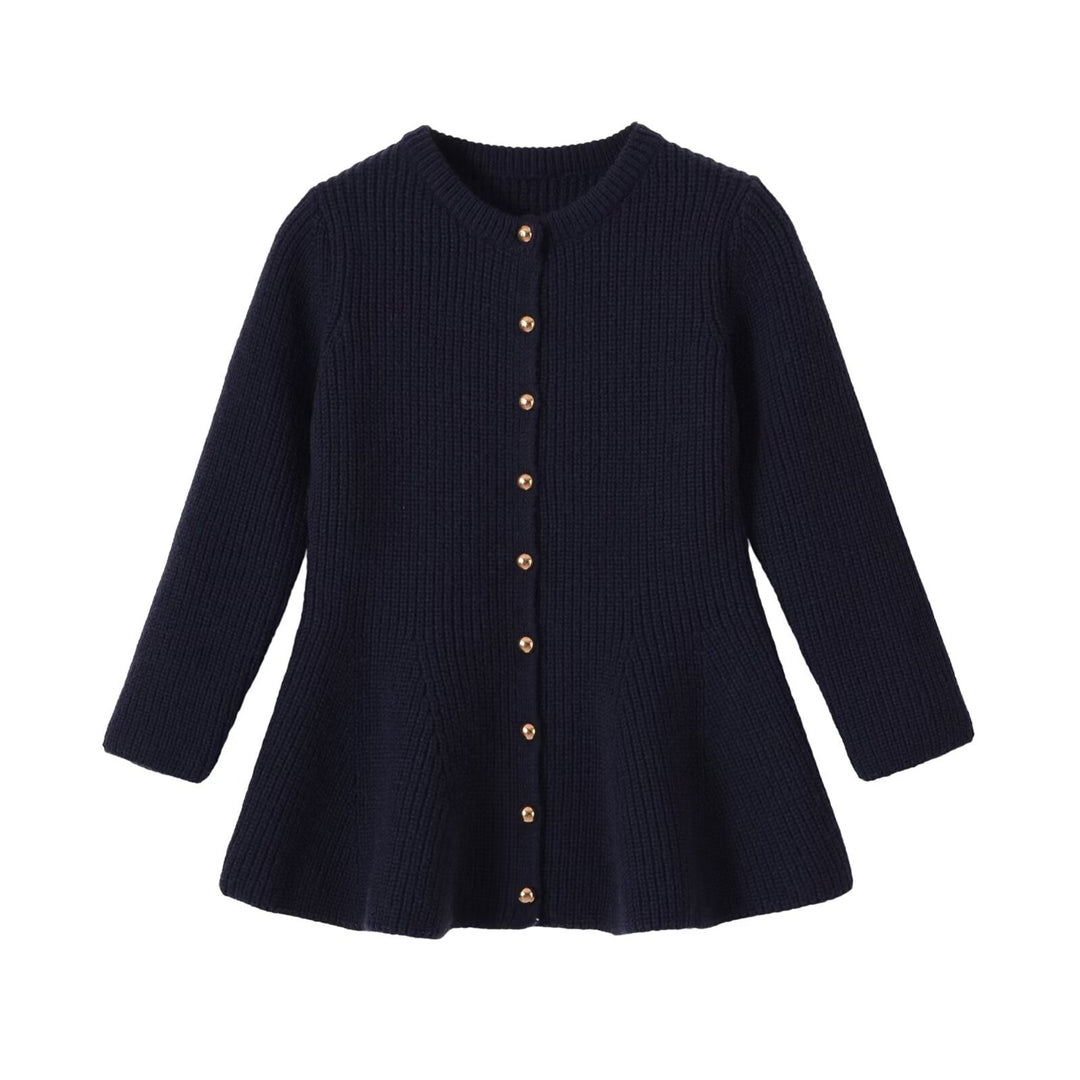 Damen Strickcardigan mit taillierter Schößchen‑Silhouette und goldenen Zierknöpfen Echo Archiv