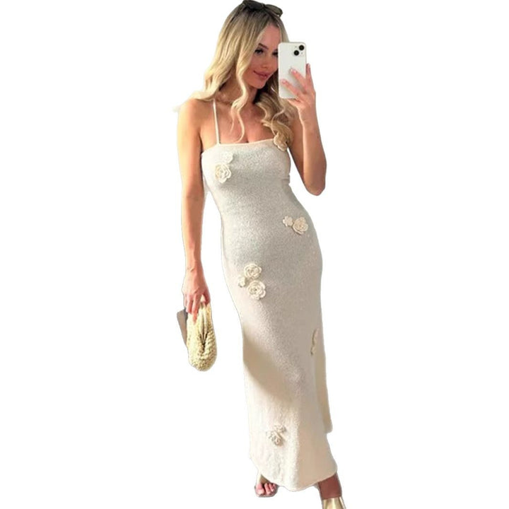 Damen Elegantes Maxikleid mit floralen Applikationen und Spaghetti-Trägern Echo Archiv