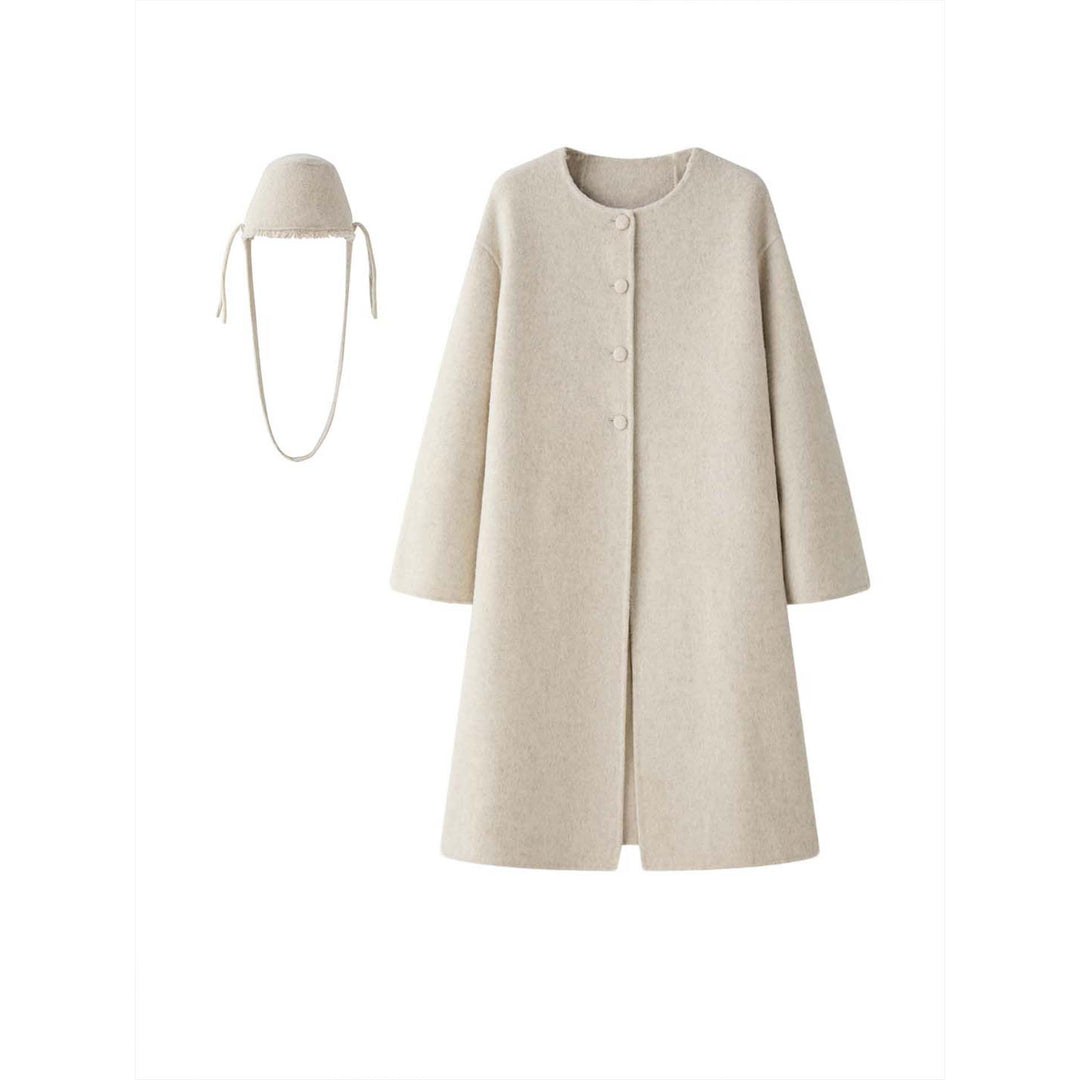 Damen Oversize Wollmix-Mantel mit verdeckter Knopfleiste und weicher Kragenpartie Echoarchiv
